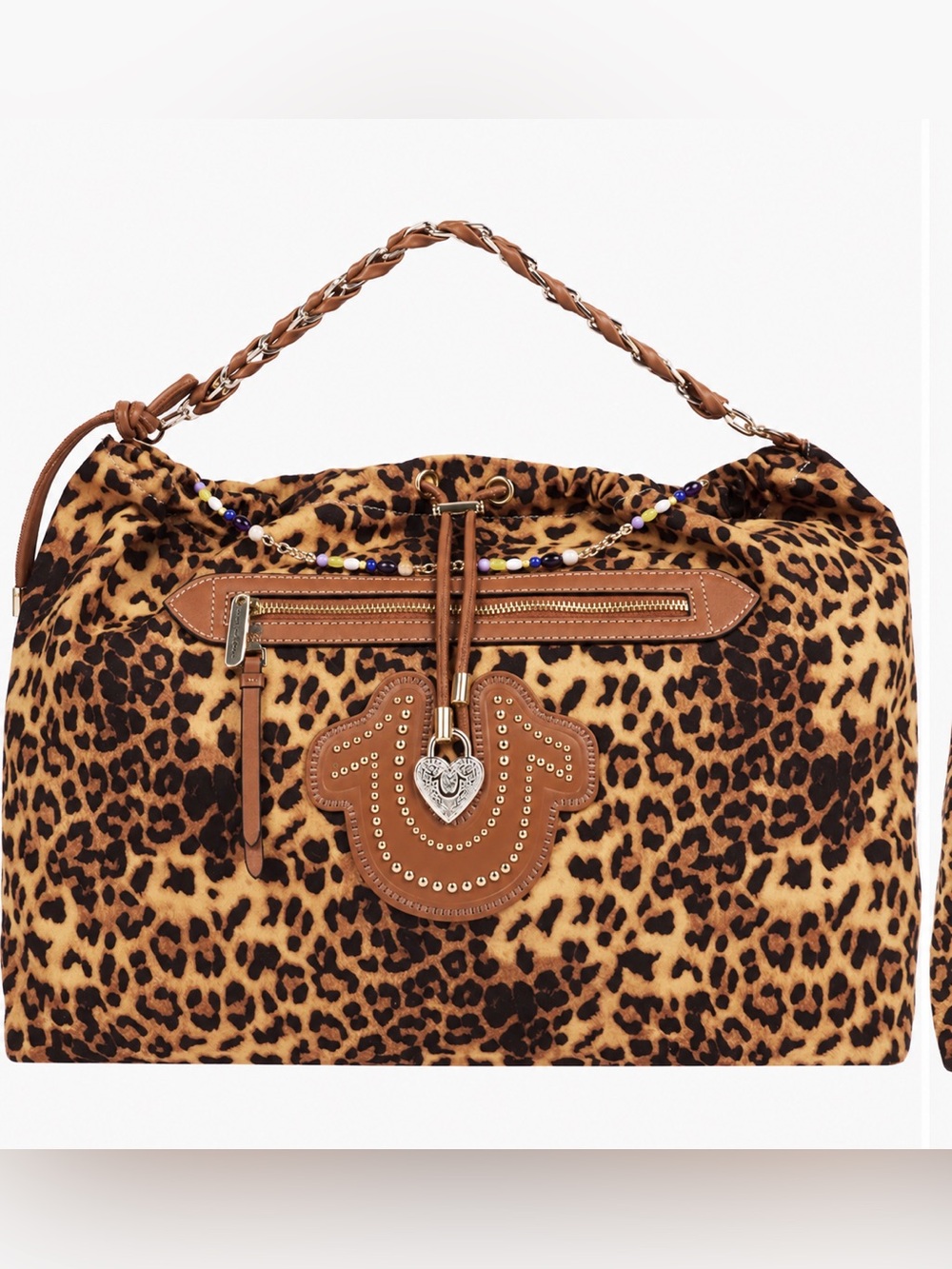 True Religion Leopard Print Soft Hobo Bag